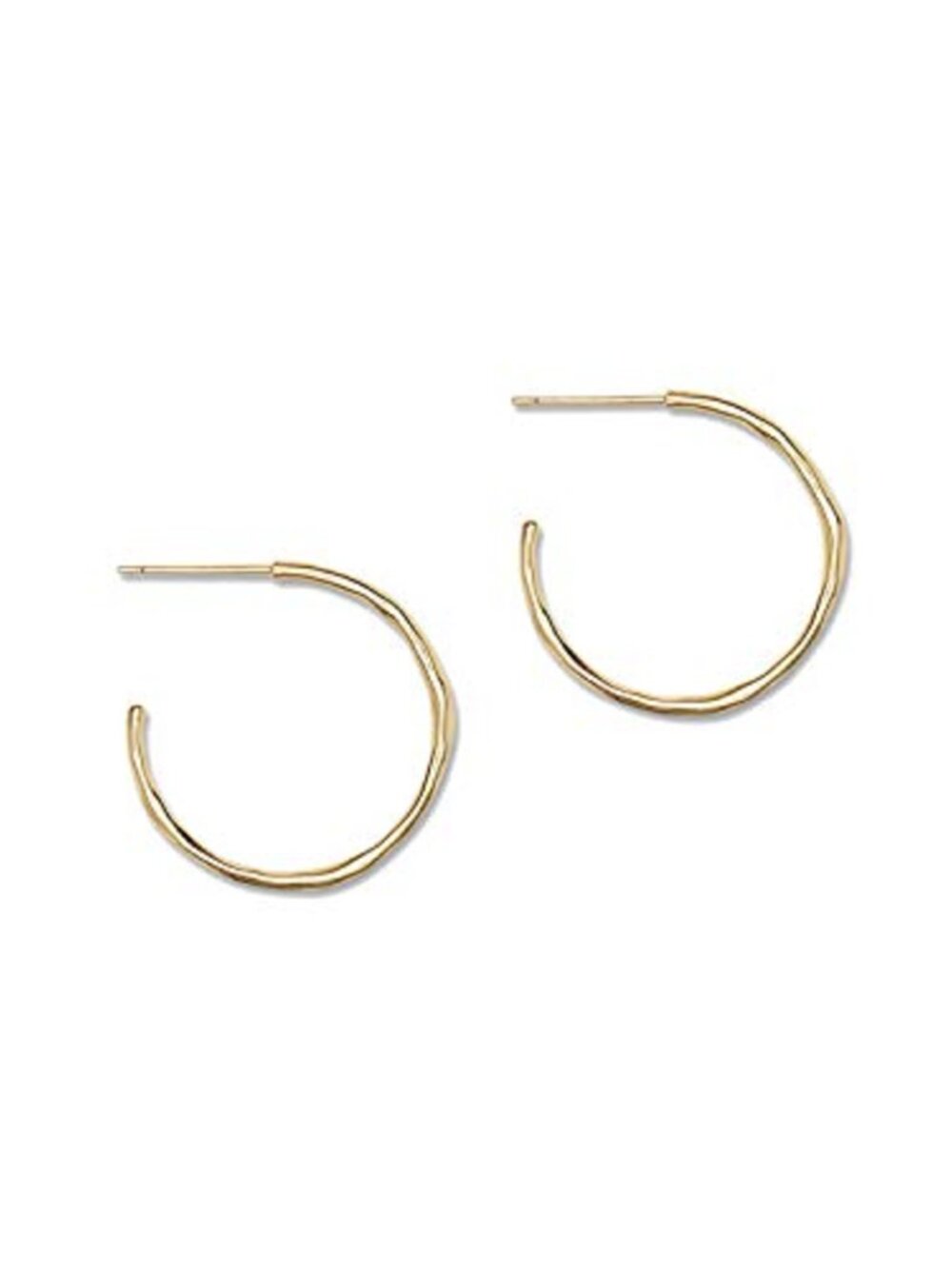 18K Gold Plated Hammered 1-Inch Small Hoop Earrings for Women